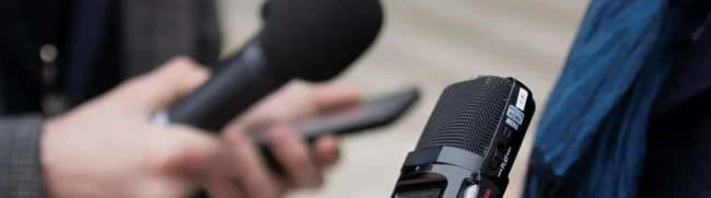 Close up Reporter Taking Interview